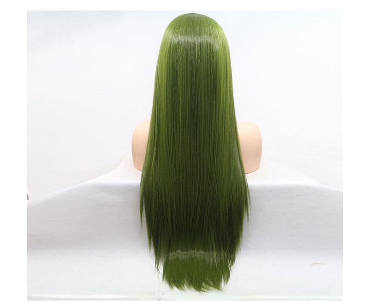 Straight Green Lace Front Synthetic Wig - ULOFEY 