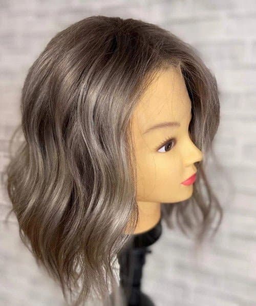 Human hair wigs with clearance gray