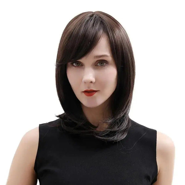 14inch Women's natural layered shoulder-length straight hair 4#color human hair wig - ULOFEY
