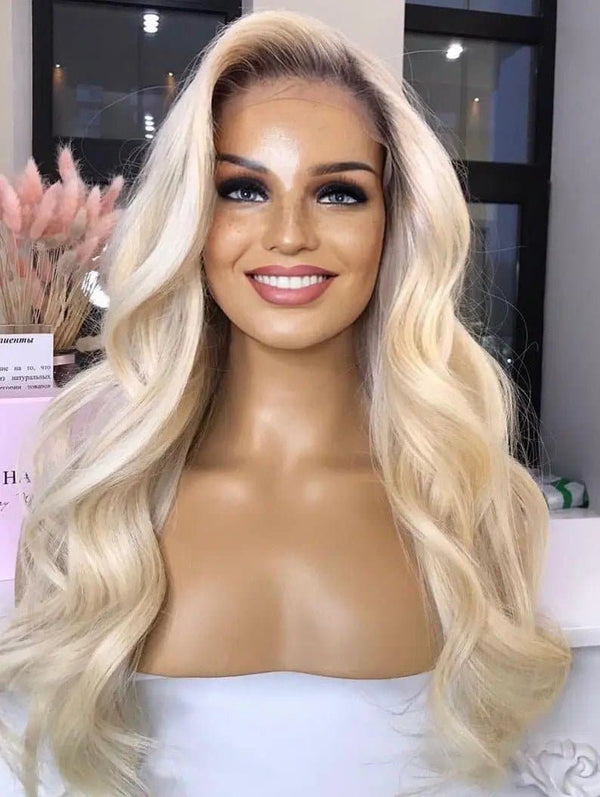 16”-28” lengths blonde rooted hd swiss 360 lace front 100% human hair wigs - ULOFEY