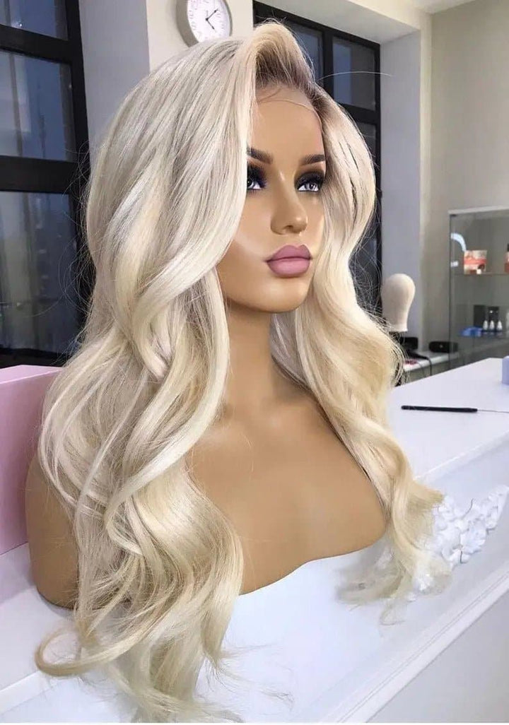 16”-28” lengths blonde rooted hd swiss 360 lace front 100% human hair wigs - ULOFEY