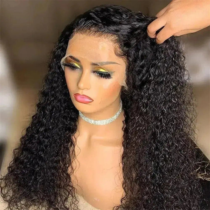 180% Density Soft Preplucked Curly Free Part Transparent Lace Front Wig with Baby Hair For Women - ULOFEY