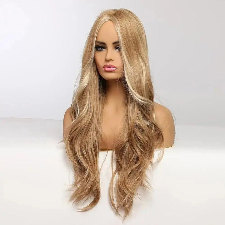 24inch Ombre Light Blonde Wavy Wig Cosplay Party Daily Synthetic Wig for Women - ULOFEY