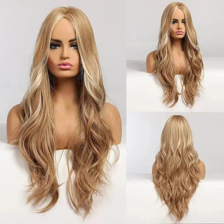 24inch Ombre Light Blonde Wavy Wig Cosplay Party Daily Synthetic Wig for Women - ULOFEY