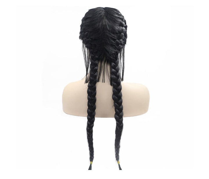 Black Dutch Braid Lace Front Synthetic Wig - ULOFEY 