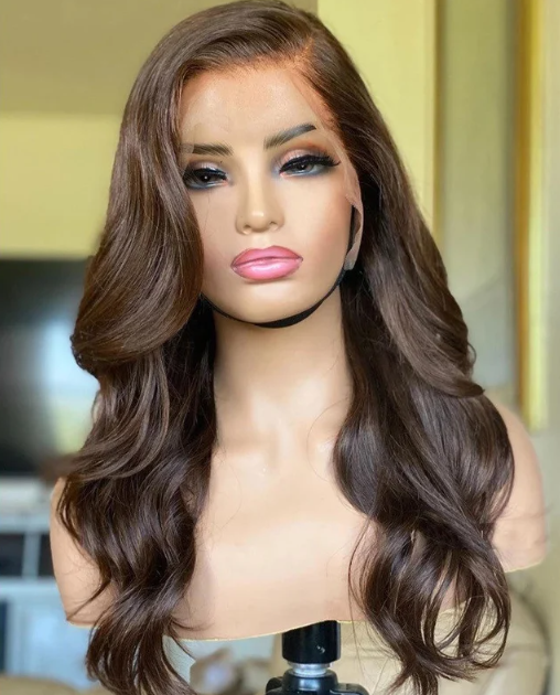 Brown #4 Hd Lace Frontal Human Hair Wig Remy Brazilian Body Wave Wigs - ULOFEY 