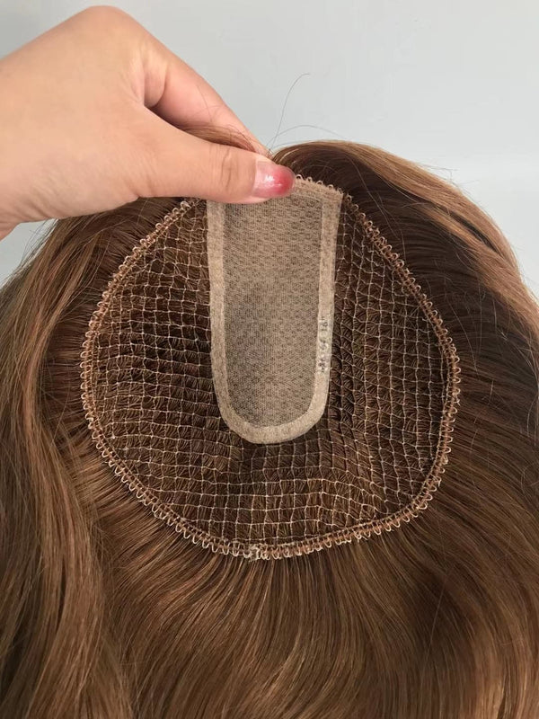 100% Virgin Human Hair Fish Net +Silk Base Top Hair Toppers 6*6 Base Size - ULOFEY 