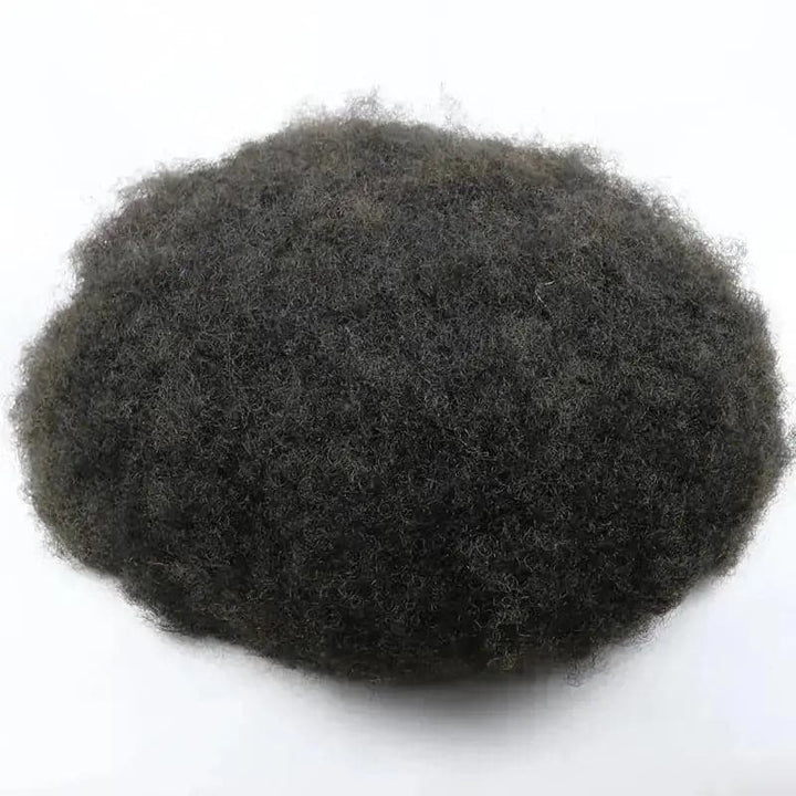 Afro Toupee PU Base Durable Skin Base 6MM Afro Curl African America Mens Human Hair Toupee - ULOFEY