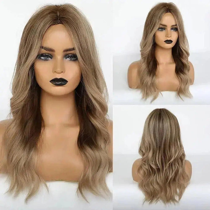 Balayage Hair Middle Part Synthetic Hair Wigs for Women Cosplay Party Heat Resistant - ULOFEY