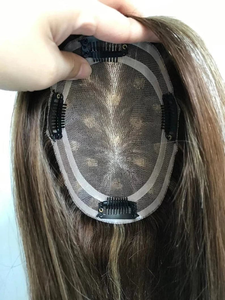 100% Virgin Human Hair Mono HairTopper 5*6”Base Size - ULOFEY 