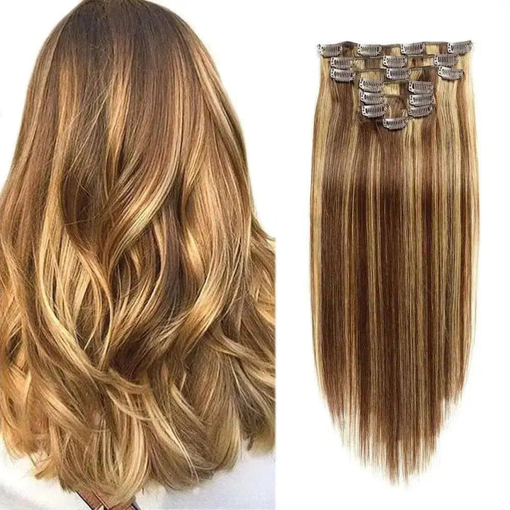 Clip In Hair Extensions Human Hair Machine-Made Remy Clip in Hair a lot of Colors - ULOFEY