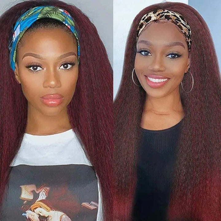 Multicolor Kinky Straight Glueless Remy Human Hair Headband Wigs for African American women - ULOFEY