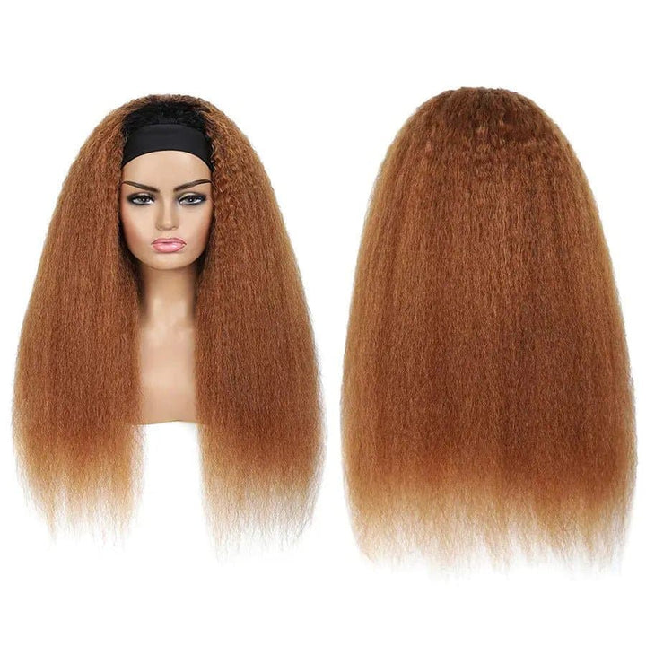 Multicolor Kinky Straight Glueless Remy Human Hair Headband Wigs for African American women - ULOFEY