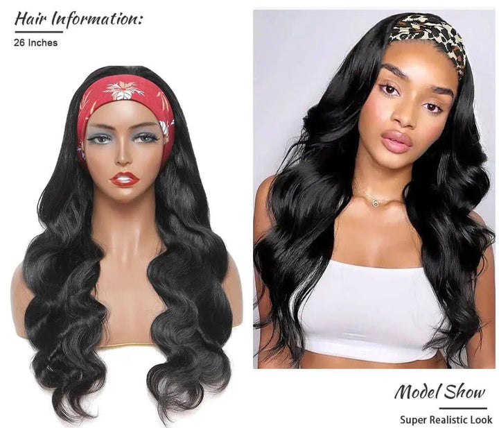 Natural Color Body Wave Glueless Remy Human Hair Headband Wigs for African American women - ULOFEY