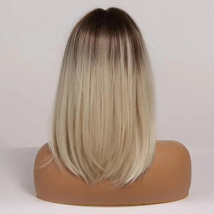 Ombre Blonde Bob Synthetic Hair Wig For Women Cosplay Lolita Heat Resistant Fiber - ULOFEY