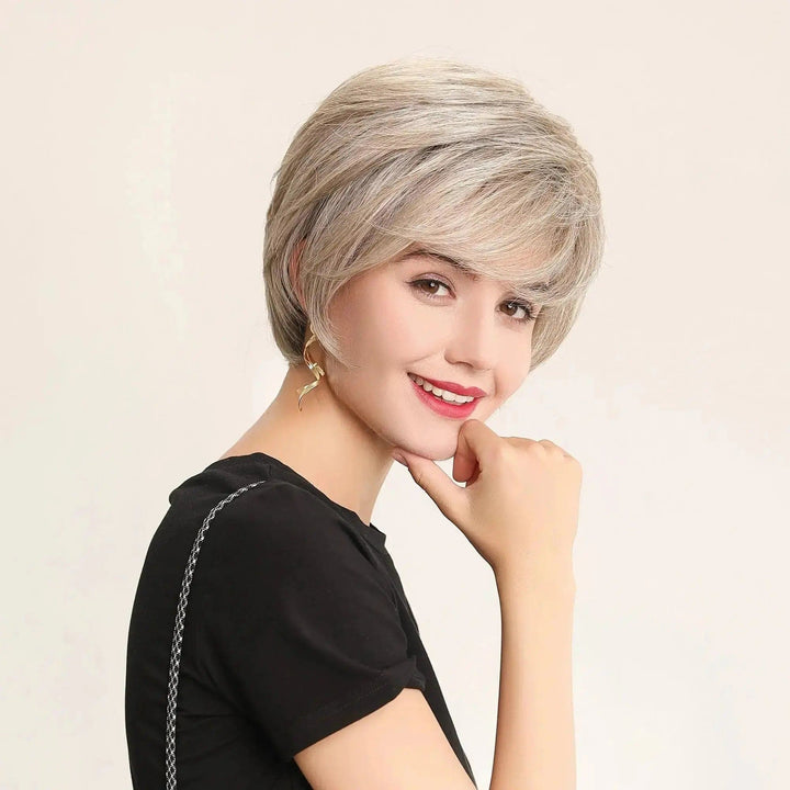 Silver Ash Heat Resistant Fiber the monofilament part Synthetic Lace Front Wigs - ULOFEY
