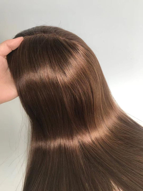 Straight 7x8inch Silk Base Human Hair Topper Hairpieces for Women 100% Natural Machine Made Virgin Hair Wig Natural - ULOFEY
