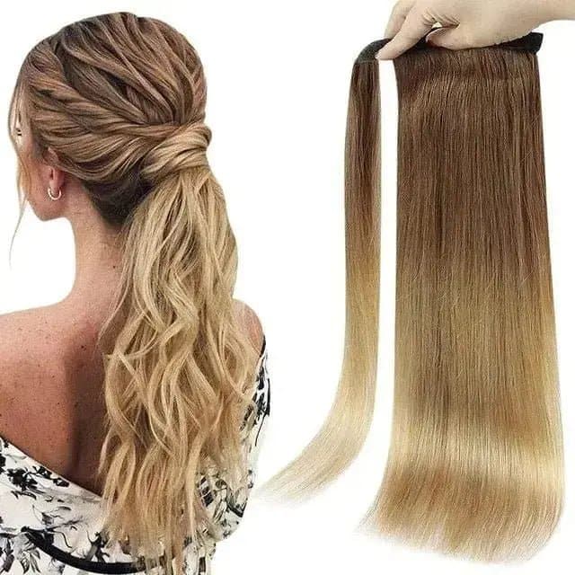 Straight Wrap Around Ponytail Clip In 80g/100g Machine Made Remy Pony Tails Extensions No Claw Clip - ULOFEY