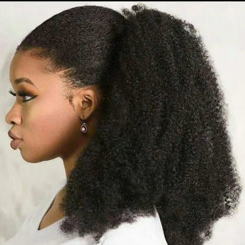 Ulofey Hair Afro Kinky Curly 4B 4C Straight Drawstring Remy Human Hair Ponytail - ULOFEY
